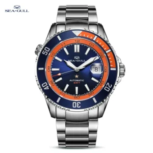 Seagull Herren Automatikuhr – Ocean Serie, Dualzeitzone, 200 m wasserdicht, Saphirglas & Kalender