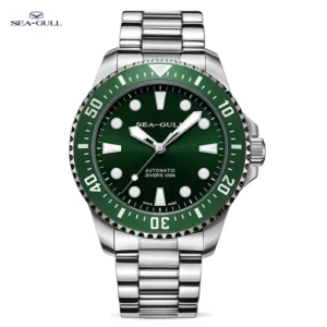 Seagull Herren Taucheruhr – Automatikuhr, 100 m wasserdicht, Saphirglas, Leuchtzeiger & Kalender, Ocean Serie 6105